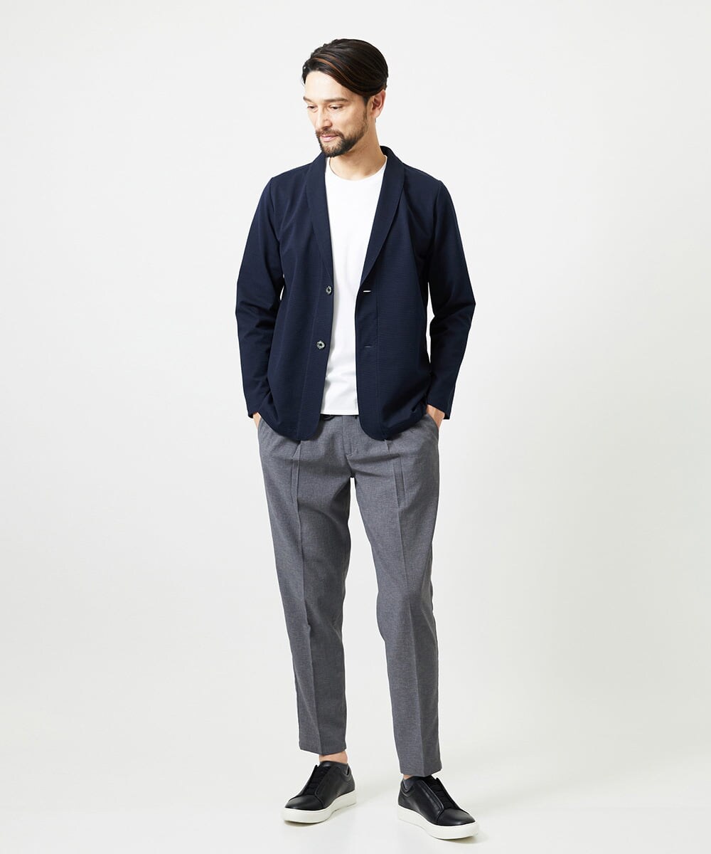 MNCIF71360 MICHEL KLEIN HOMME(ミッシェルクラン オム) 《日本製》ブロックショールカラーカーディガン ネイビー