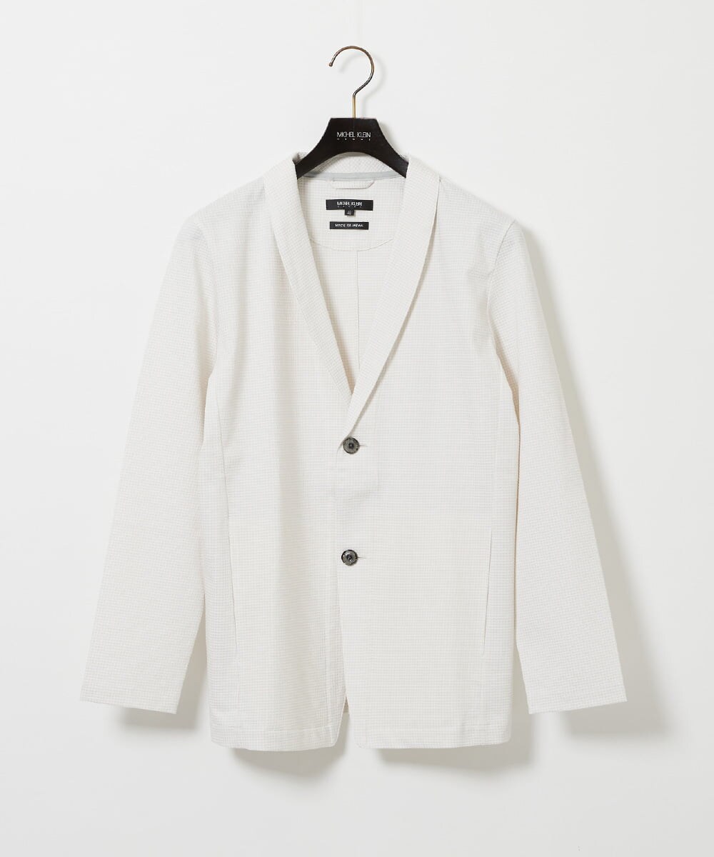 MNCIF71360 MICHEL KLEIN HOMME(ミッシェルクラン オム) 《日本製》ブロックショールカラーカーディガン アイボリー