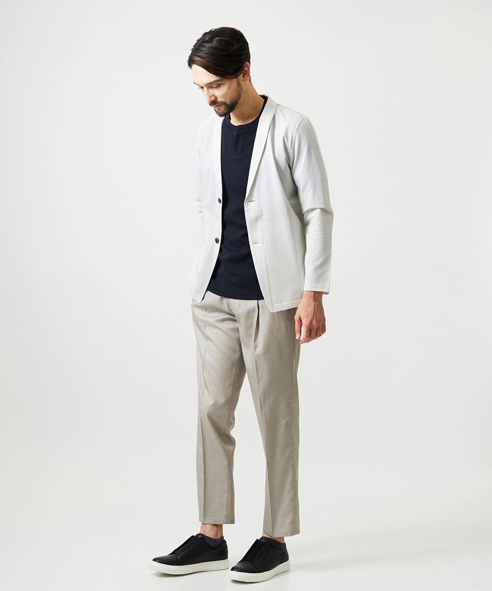 MNCIF71360 MICHEL KLEIN HOMME(ミッシェルクラン オム) 《日本製》ブロックショールカラーカーディガン アイボリー