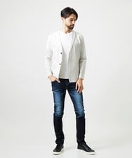 MNCIF71360 MICHEL KLEIN HOMME(ミッシェルクラン オム) 《日本製》ブロックショールカラーカーディガン アイボリー