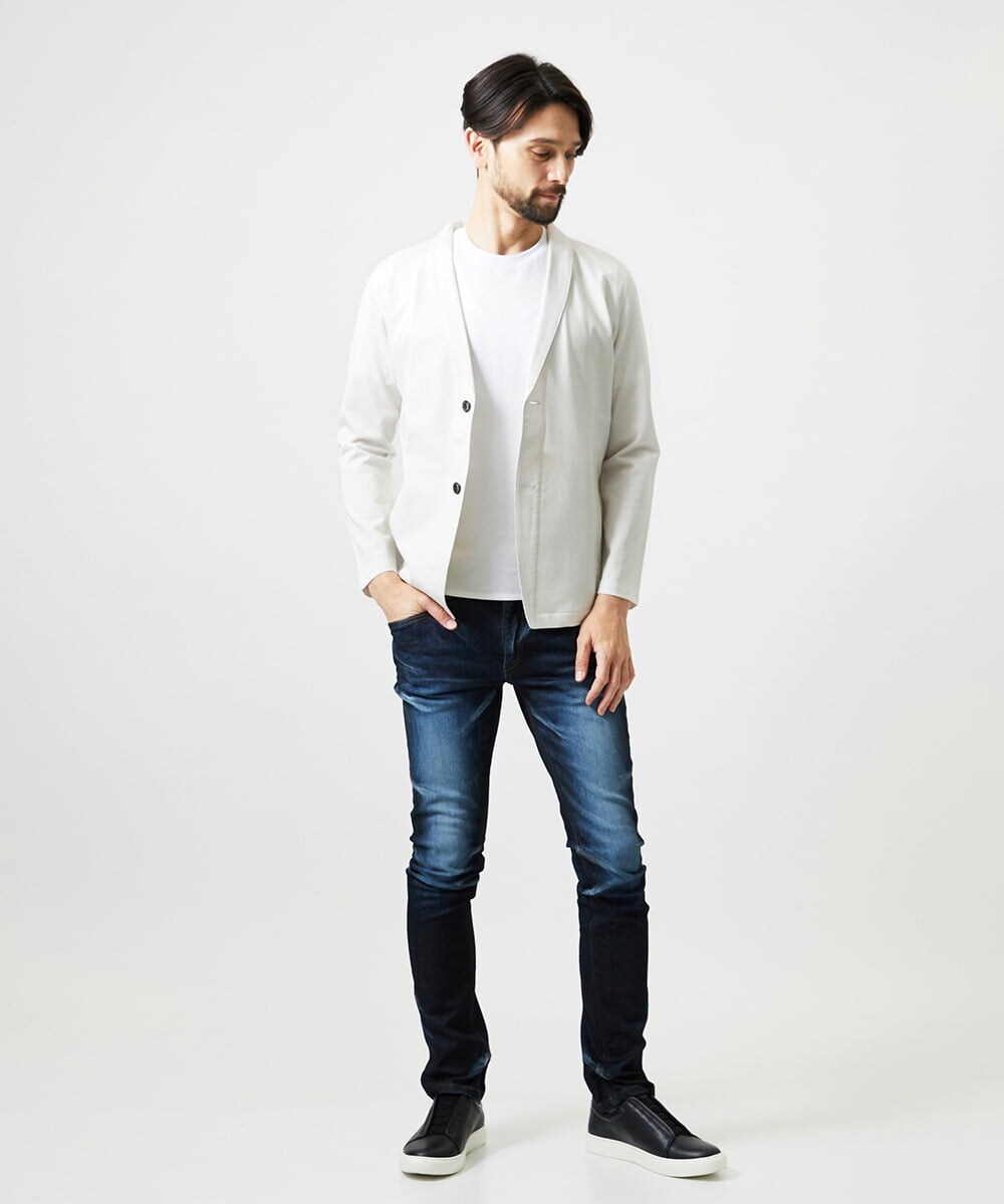 MNCIF71360 MICHEL KLEIN HOMME(ミッシェルクラン オム) 《日本製》ブロックショールカラーカーディガン アイボリー