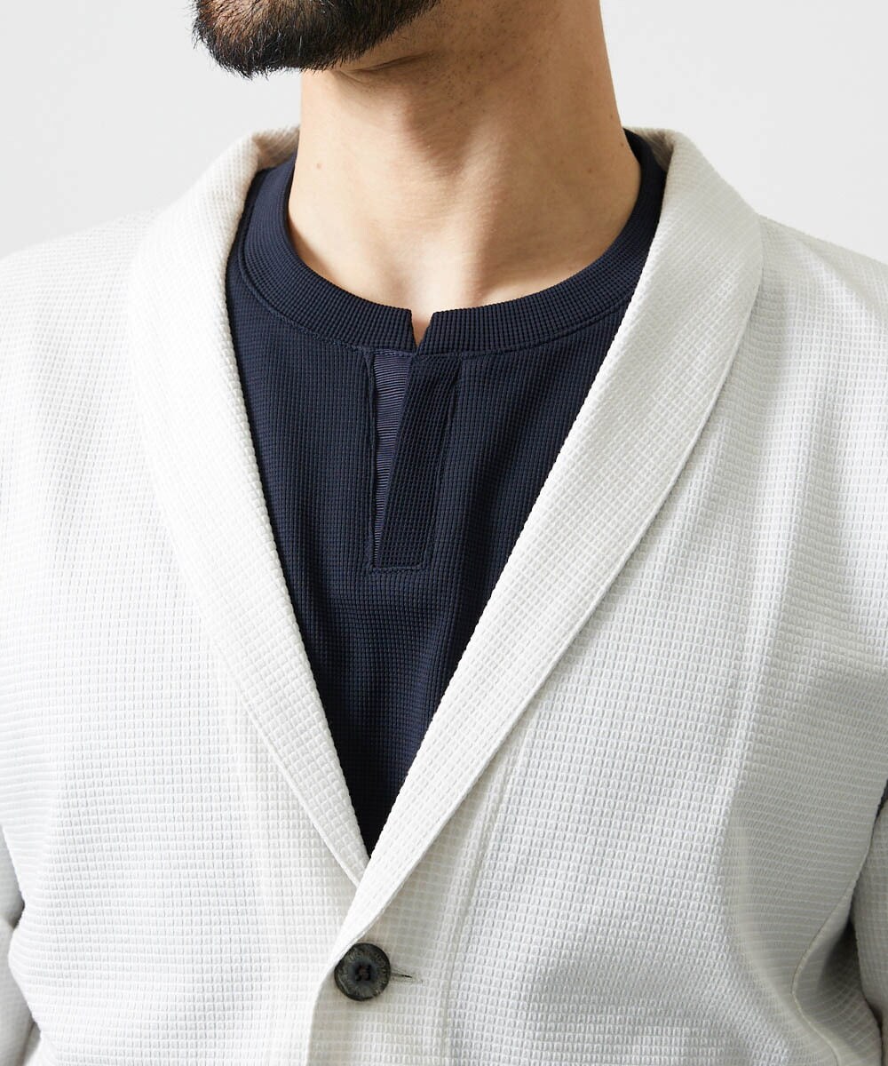 MNCIF71360 MICHEL KLEIN HOMME(ミッシェルクラン オム) 《日本製》ブロックショールカラーカーディガン アイボリー