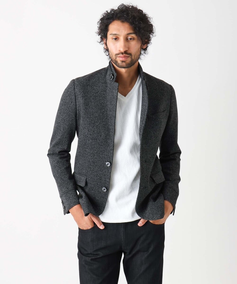 MNDAA01590 MICHEL KLEIN HOMME(ミッシェルクラン オム) ジャージコンバーチブルジャケット ブラック