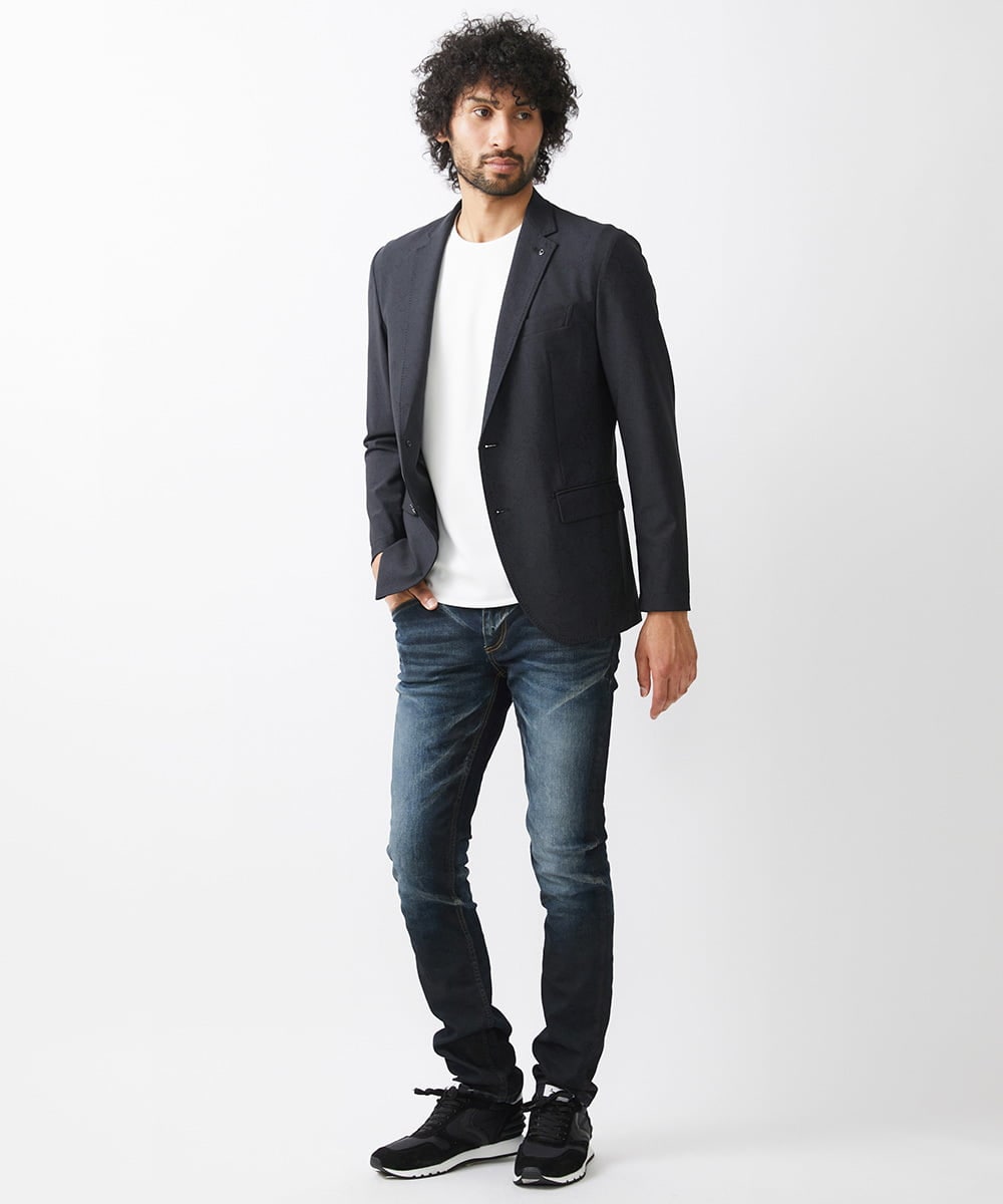 MNDAA50450 MICHEL KLEIN HOMME(ミッシェルクラン オム) 総柄テーラードジャケット セットアップ ブラック