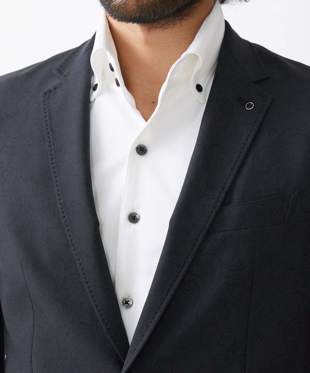 MNDAA50450 MICHEL KLEIN HOMME(ミッシェルクラン オム) 総柄テーラードジャケット セットアップ ブラック