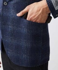 MNDAA52630 MICHEL KLEIN HOMME(ミッシェルクラン オム) チェック柄コンバーチブルジャケット ネイビー