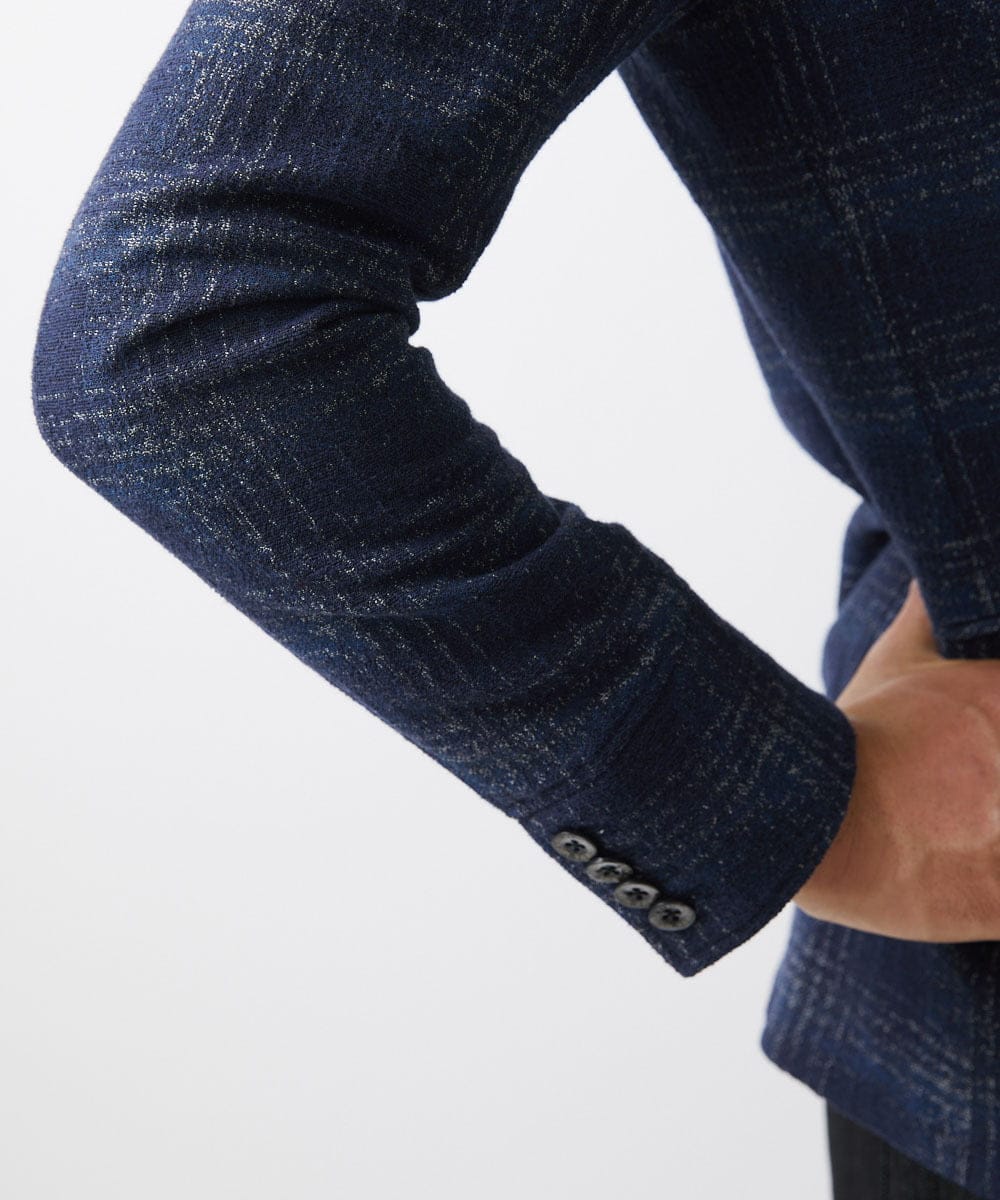 MNDAA52630 MICHEL KLEIN HOMME(ミッシェルクラン オム) チェック柄コンバーチブルジャケット ネイビー