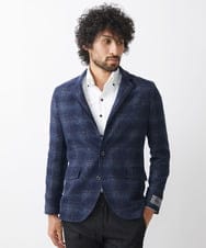 MNDAA52630 MICHEL KLEIN HOMME(ミッシェルクラン オム) チェック柄コンバーチブルジャケット ネイビー