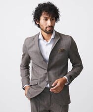 MNDAA57530 MICHEL KLEIN HOMME(ミッシェルクラン オム) スタンドカラーストレッチジャケット セットアップ ブラウン