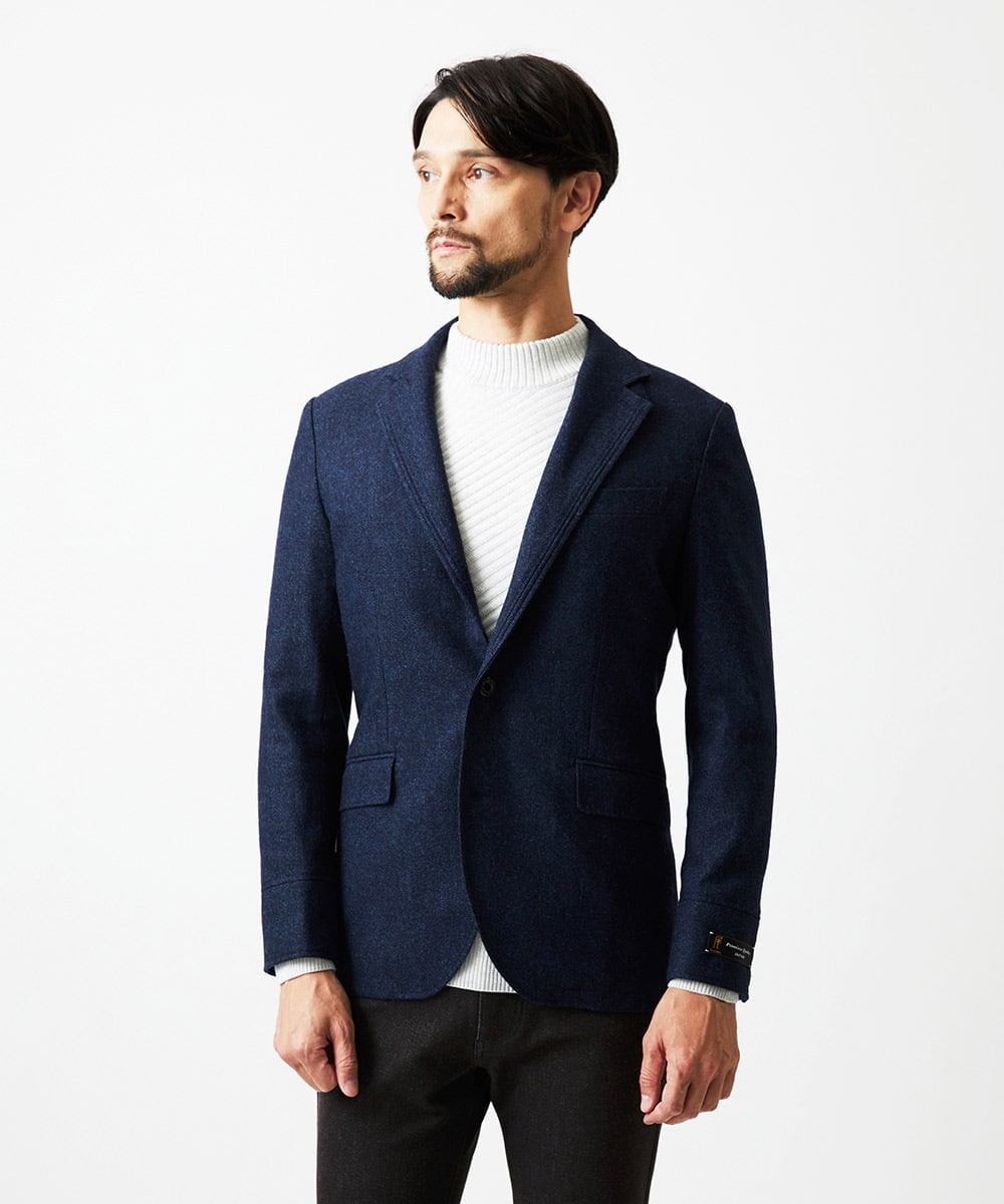 MNDAD01490 MICHEL KLEIN HOMME(ミッシェルクラン オム) ウールコンバーチブルジャケット ネイビー