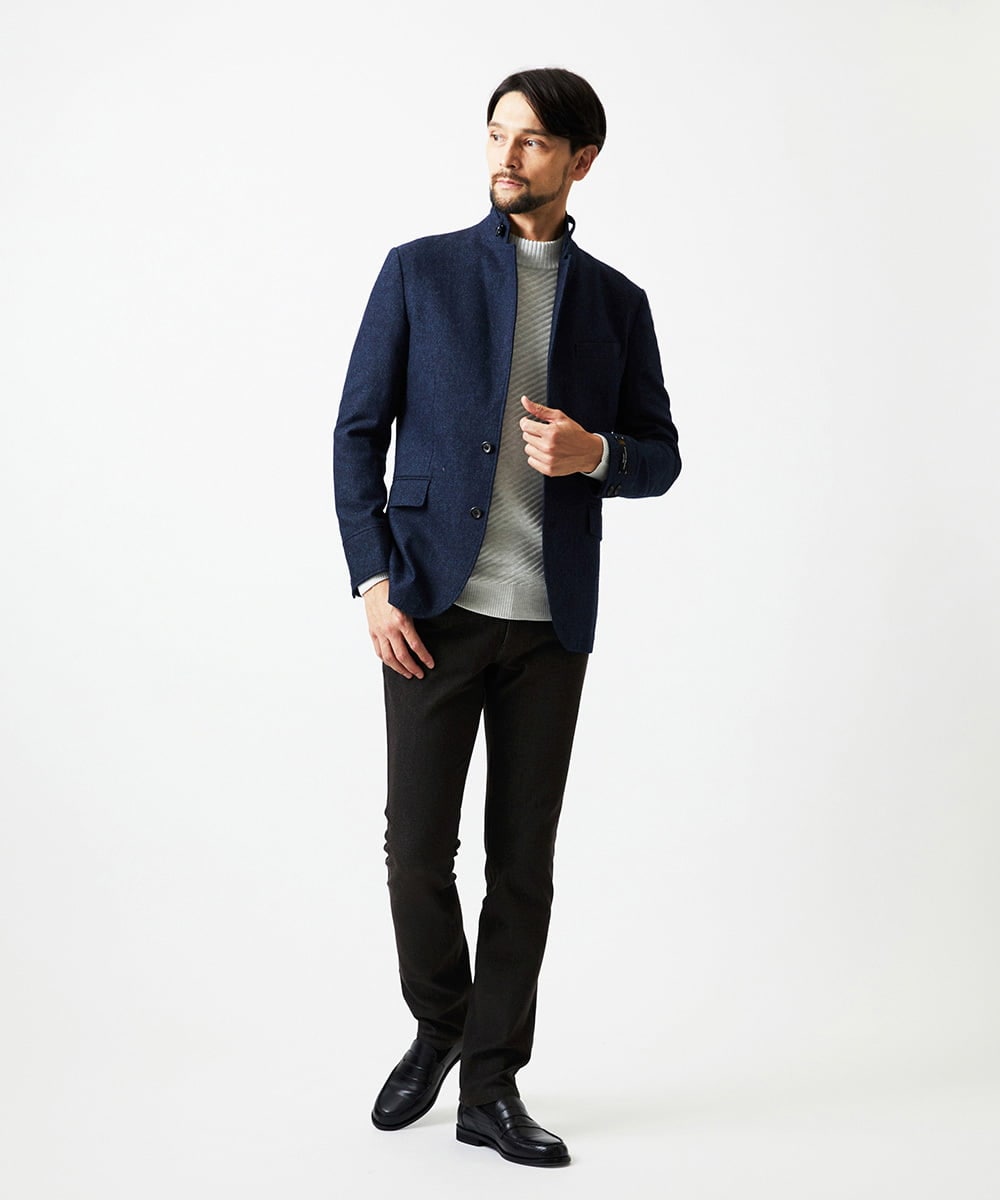 MNDAD01490 MICHEL KLEIN HOMME(ミッシェルクラン オム) ウールコンバーチブルジャケット ネイビー