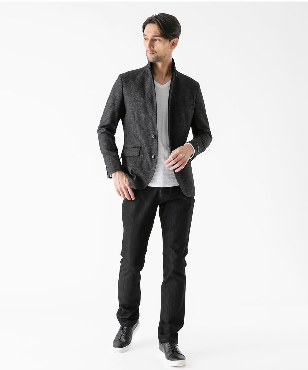 MNDAD01490 MICHEL KLEIN HOMME(ミッシェルクラン オム) ウールコンバーチブルジャケット ブラック