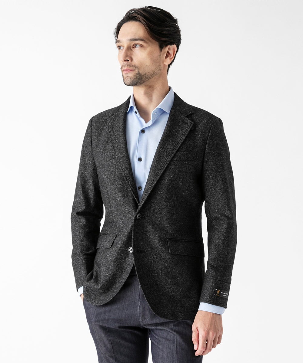 MNDAD01490 MICHEL KLEIN HOMME(ミッシェルクラン オム) ウールコンバーチブルジャケット ブラック