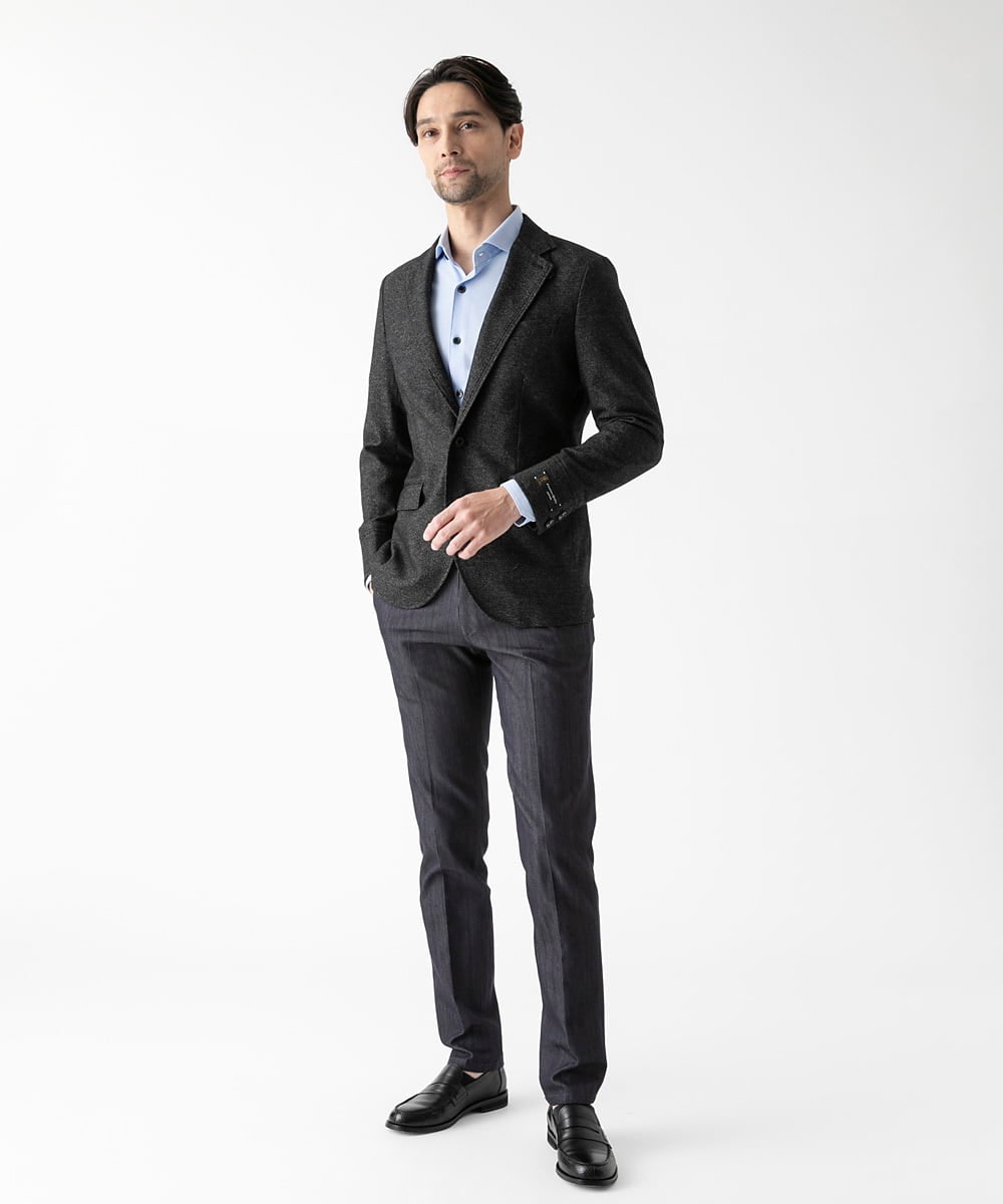 MNDAD01490 MICHEL KLEIN HOMME(ミッシェルクラン オム) ウールコンバーチブルジャケット ブラック