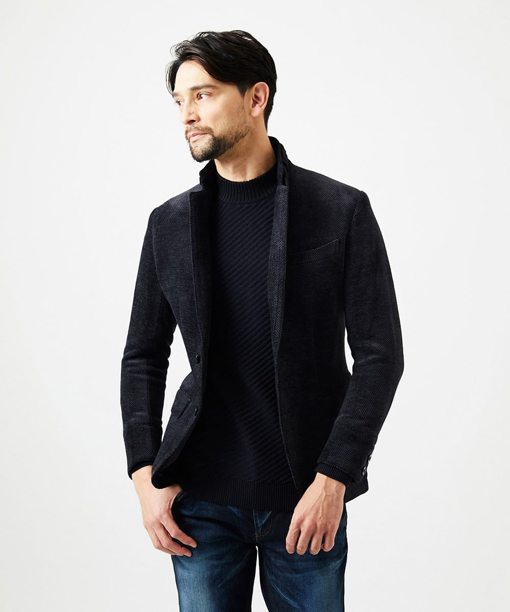 MNDAD54540 MICHEL KLEIN HOMME(ミッシェルクラン オム) ウルトラモールコンバーチブルジャケット ブラック