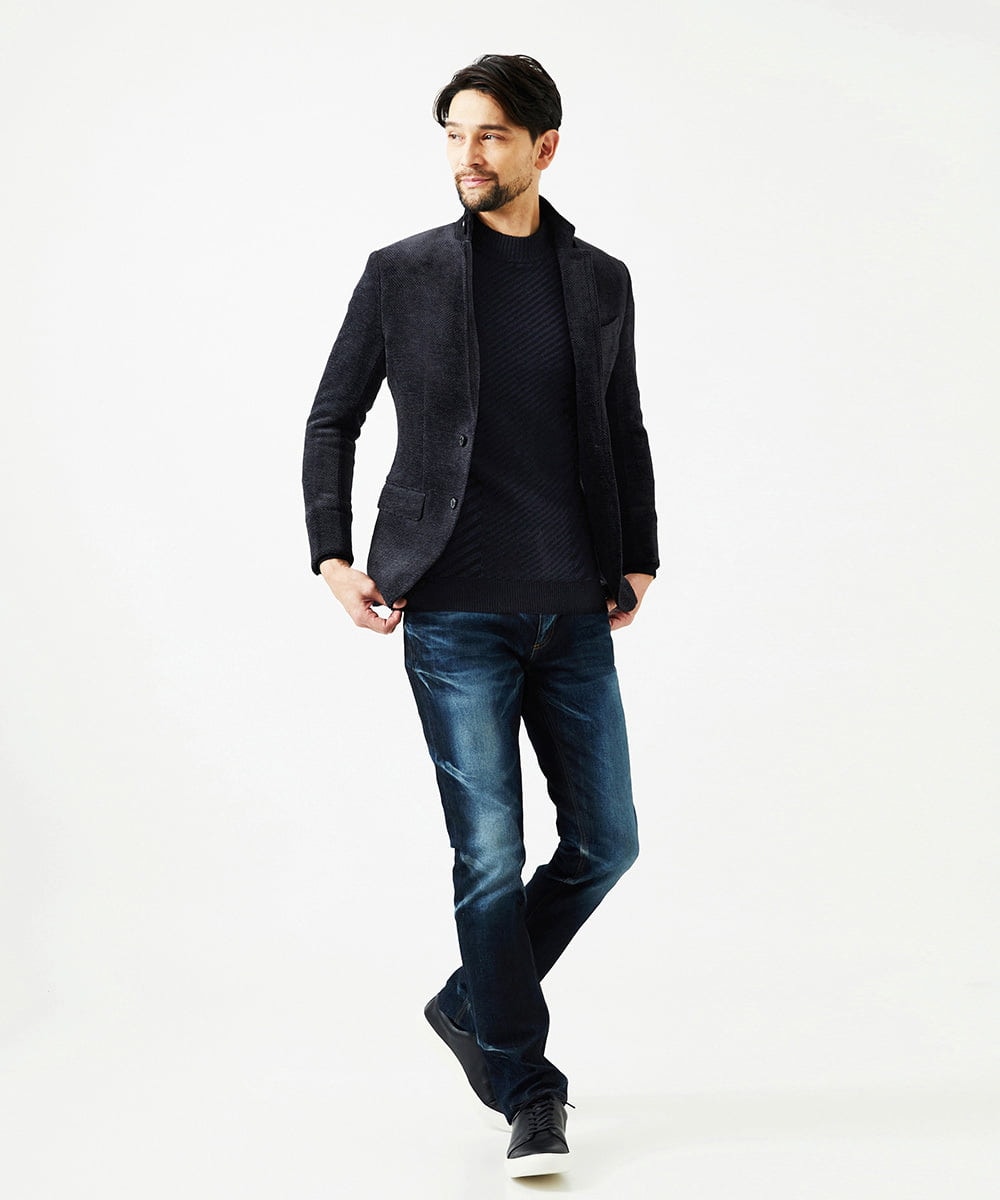 MNDAD54540 MICHEL KLEIN HOMME(ミッシェルクラン オム) ウルトラモールコンバーチブルジャケット ブラック