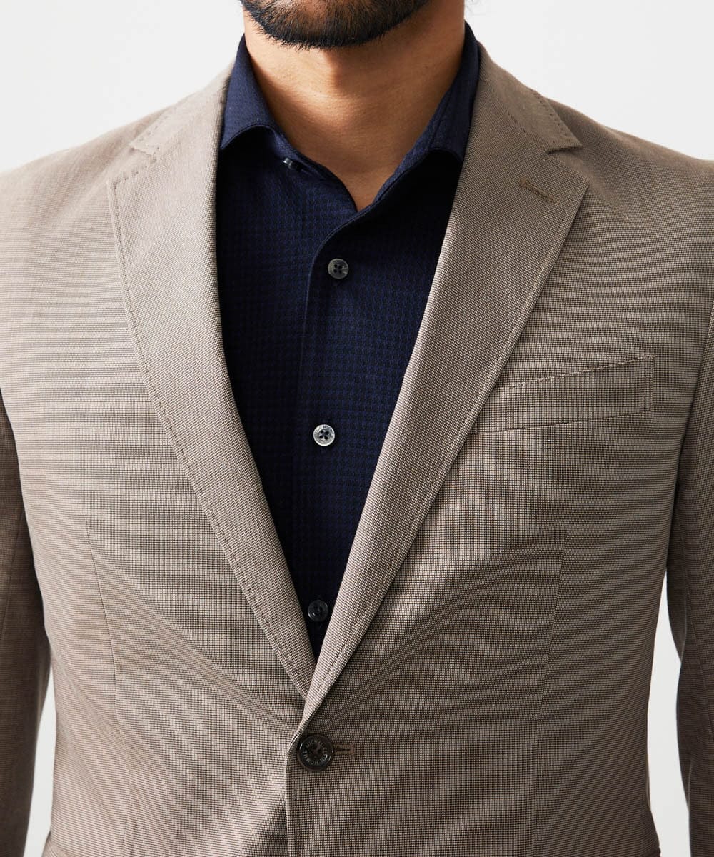 MNDAF53450 MICHEL KLEIN HOMME(ミッシェルクラン オム) 【セットアップ】ピンヘッド柄テーラードジャケット ブラウン
