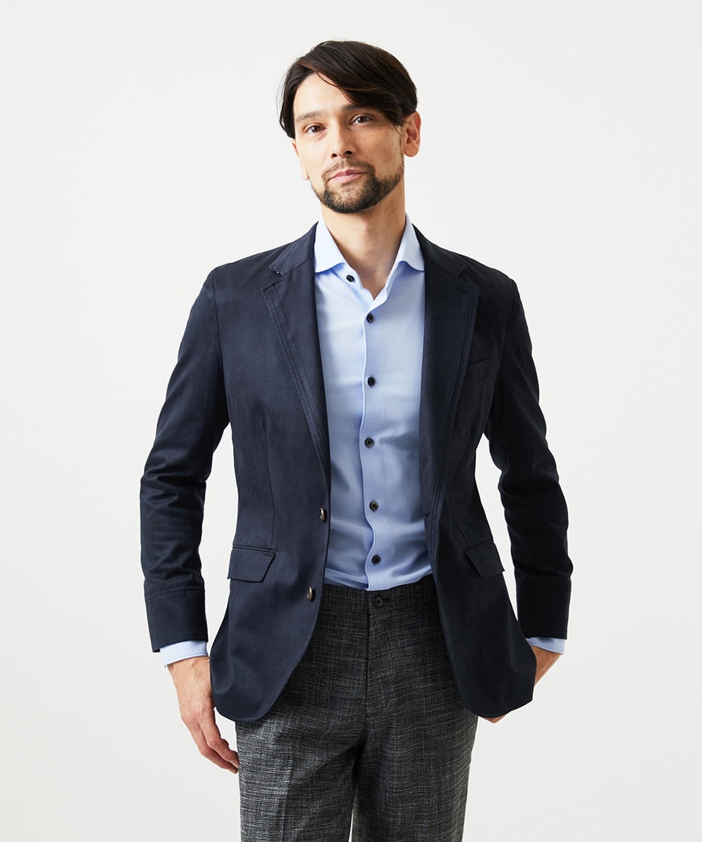 MNDAF59450 MICHEL KLEIN HOMME(ミッシェルクラン オム) スエードコンバーチブルジャケット ネイビー