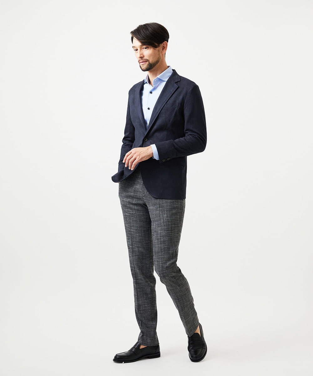 MNDAF59450 MICHEL KLEIN HOMME(ミッシェルクラン オム) スエードコンバーチブルジャケット ネイビー