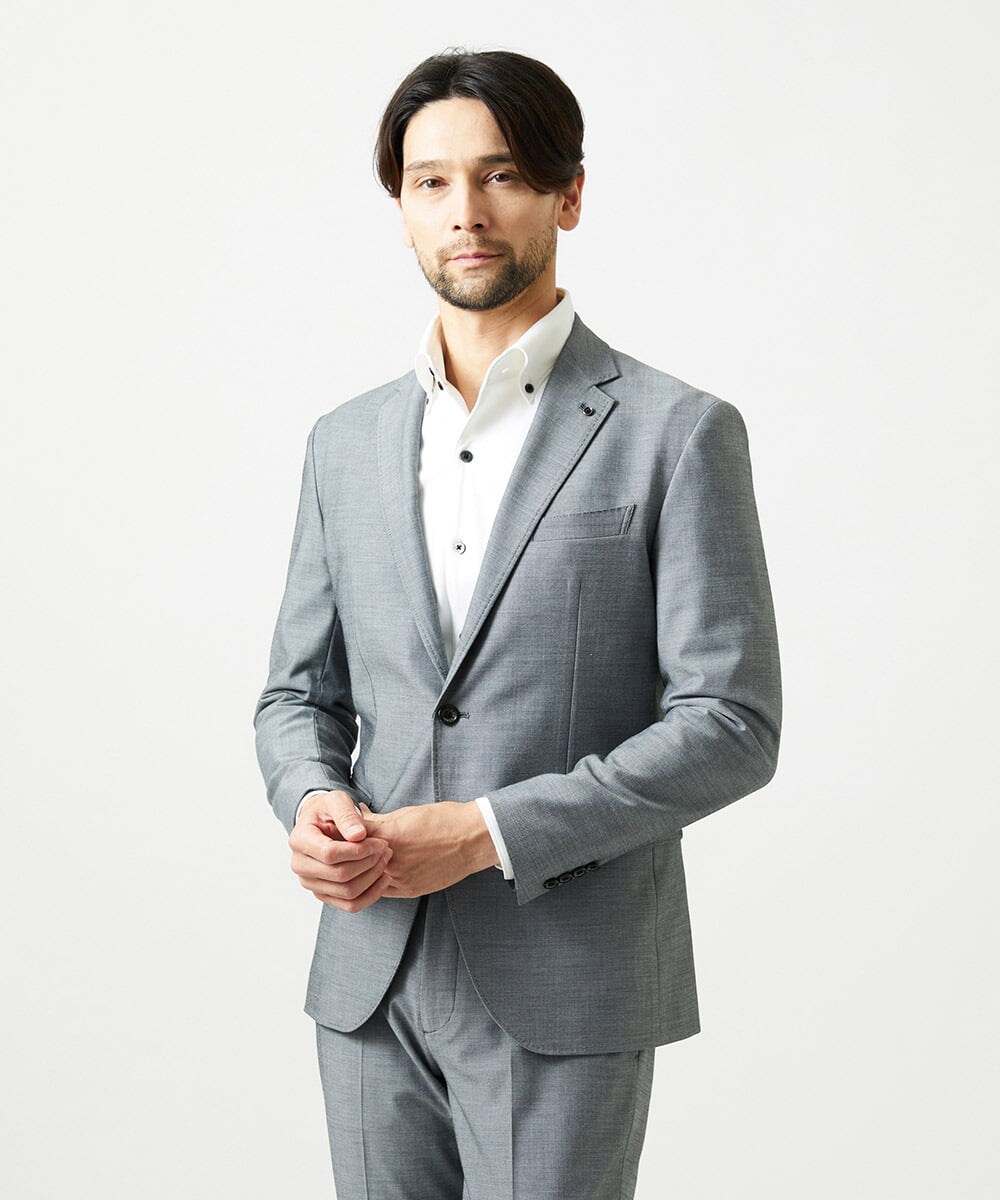 MNDAG03430 MICHEL KLEIN HOMME(ミッシェルクラン オム) 【セットアップ】オックスストレッチテーラードジャケット グレー