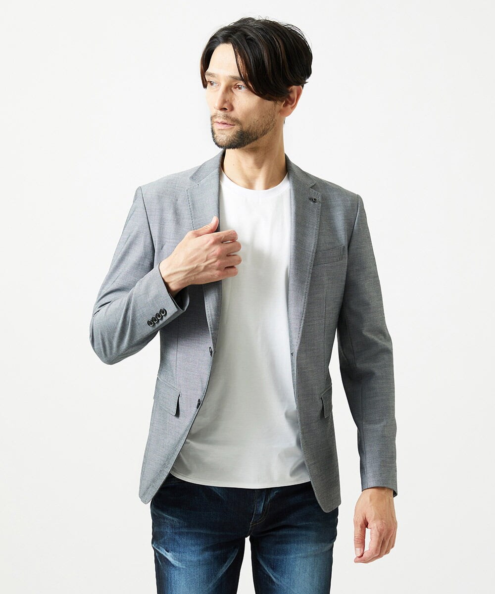 MNDAG03430 MICHEL KLEIN HOMME(ミッシェルクラン オム) 【セットアップ】オックスストレッチテーラードジャケット グレー