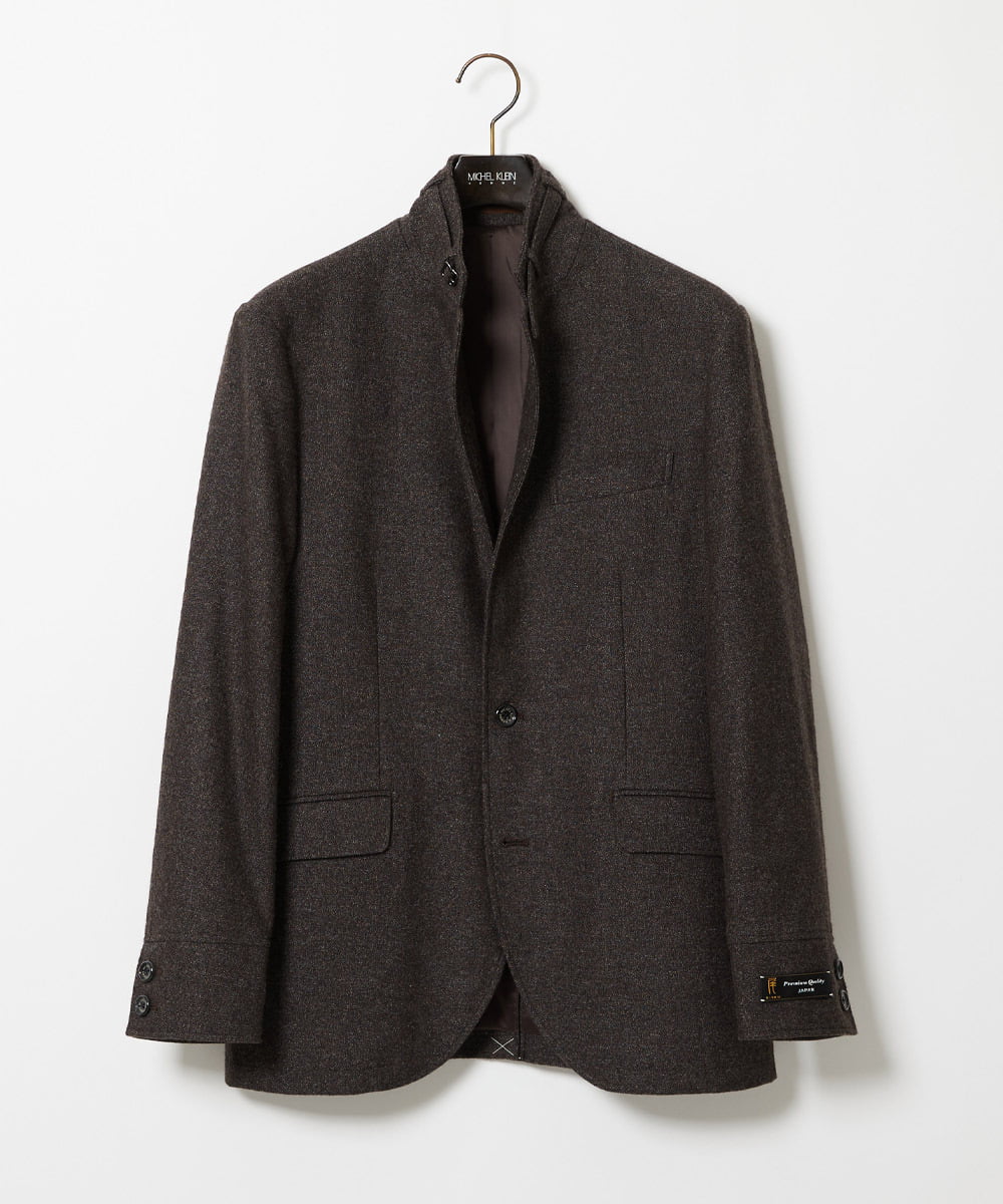 MNDAI51490 MICHEL KLEIN HOMME(ミッシェルクラン オム) ウールコットンコンバーチブルジャケット ブラウン