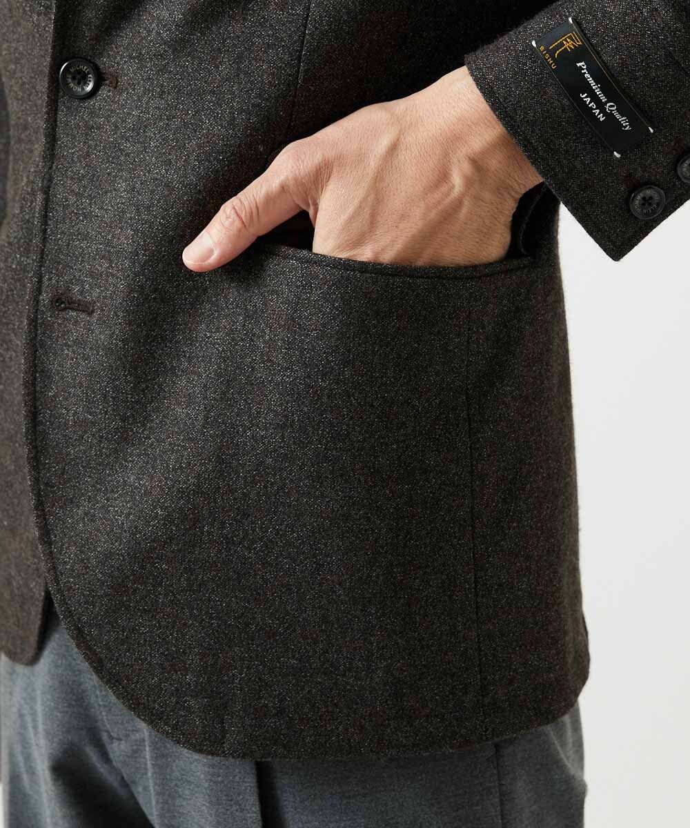 MNDAI51490 MICHEL KLEIN HOMME(ミッシェルクラン オム) ウールコットンコンバーチブルジャケット ブラウン