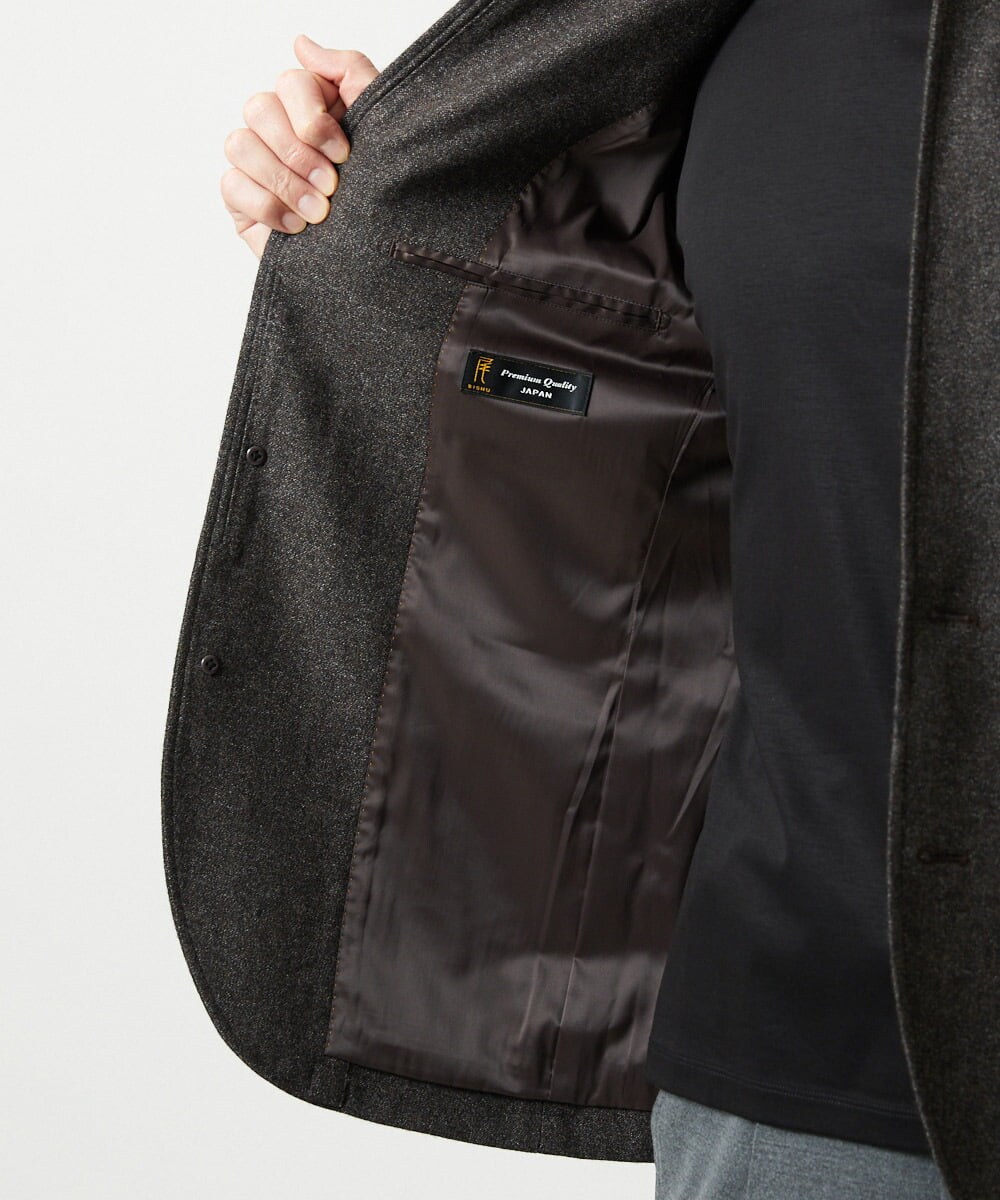 MNDAI51490 MICHEL KLEIN HOMME(ミッシェルクラン オム) ウールコットンコンバーチブルジャケット ブラウン
