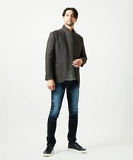 MNDAI51490 MICHEL KLEIN HOMME(ミッシェルクラン オム) ウールコットンコンバーチブルジャケット ブラウン