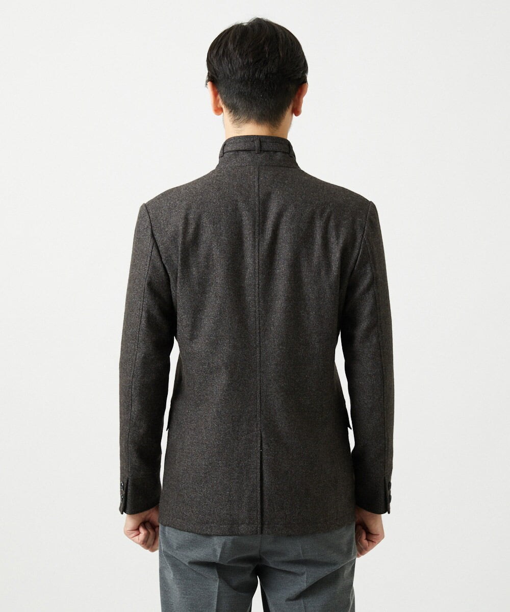 MNDAI51490 MICHEL KLEIN HOMME(ミッシェルクラン オム) ウールコットンコンバーチブルジャケット ブラウン