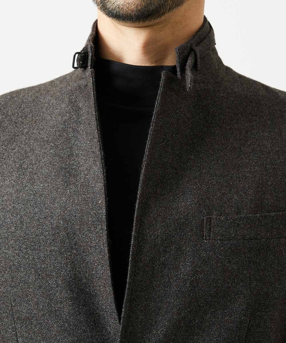 MNDAI51490 MICHEL KLEIN HOMME(ミッシェルクラン オム) ウールコットンコンバーチブルジャケット ブラウン