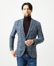 MNDAI52630 MICHEL KLEIN HOMME(ミッシェルクラン オム) チェック柄ピークドラペルジャケット ブルー