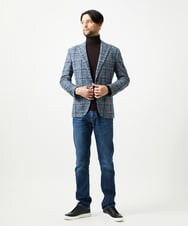 MNDAI52630 MICHEL KLEIN HOMME(ミッシェルクラン オム) チェック柄ピークドラペルジャケット ブルー