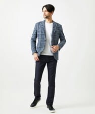 MNDAI52630 MICHEL KLEIN HOMME(ミッシェルクラン オム) チェック柄ピークドラペルジャケット ブルー