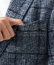 MNDAI52630 MICHEL KLEIN HOMME(ミッシェルクラン オム) チェック柄ピークドラペルジャケット ブルー