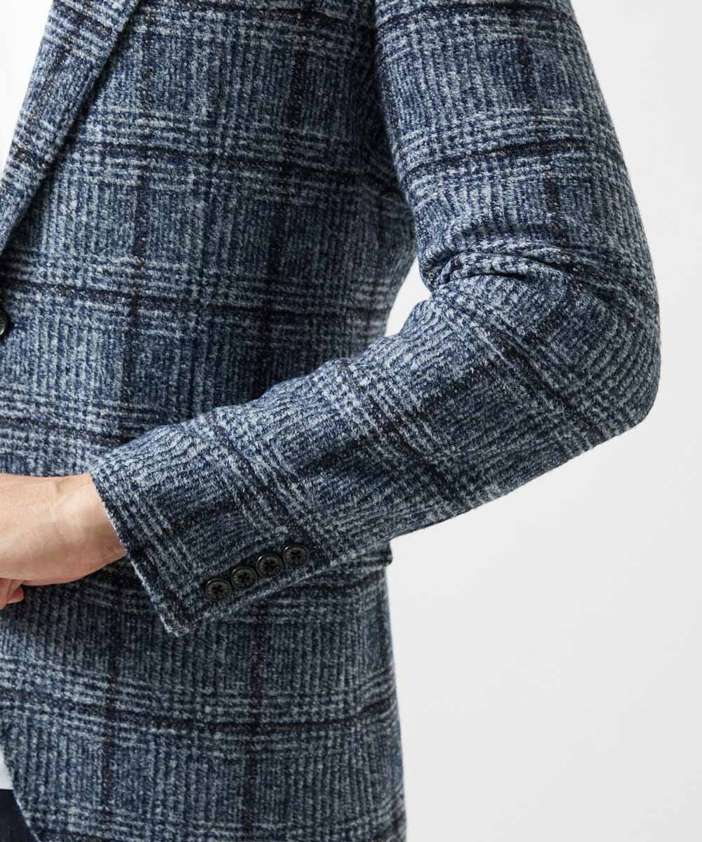 MNDAI52630 MICHEL KLEIN HOMME(ミッシェルクラン オム) チェック柄ピークドラペルジャケット ブルー