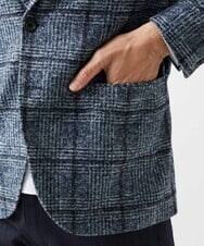 MNDAI52630 MICHEL KLEIN HOMME(ミッシェルクラン オム) チェック柄ピークドラペルジャケット ブルー
