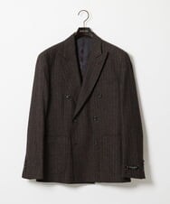 MNDAI53550 MICHEL KLEIN HOMME(ミッシェルクラン オム) ストライプ柄ウールコットンダブルジャケット ブラウン