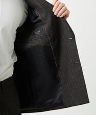 MNDAI53550 MICHEL KLEIN HOMME(ミッシェルクラン オム) ストライプ柄ウールコットンダブルジャケット ブラウン