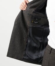 MNDAI53550 MICHEL KLEIN HOMME(ミッシェルクラン オム) ストライプ柄ウールコットンダブルジャケット ブラウン