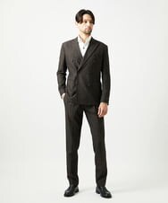 MNDAI53550 MICHEL KLEIN HOMME(ミッシェルクラン オム) ストライプ柄ウールコットンダブルジャケット ブラウン