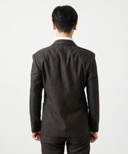 MNDAI53550 MICHEL KLEIN HOMME(ミッシェルクラン オム) ストライプ柄ウールコットンダブルジャケット ブラウン