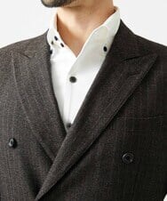 MNDAI53550 MICHEL KLEIN HOMME(ミッシェルクラン オム) ストライプ柄ウールコットンダブルジャケット ブラウン