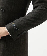 MNDAI53550 MICHEL KLEIN HOMME(ミッシェルクラン オム) ストライプ柄ウールコットンダブルジャケット ブラウン