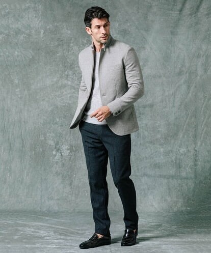 MNDAS48450 MICHEL KLEIN HOMME コンバーチブルヘリンボンジャケット