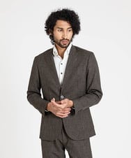 MNDAV37410 MICHEL KLEIN HOMME(ミッシェルクラン オム) ツイード調ノーカラージャケット ブラウン(87)