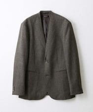 MNDAV37410 MICHEL KLEIN HOMME(ミッシェルクラン オム) ツイード調ノーカラージャケット ブラウン(87)