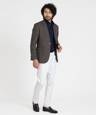 MNDAV37410 MICHEL KLEIN HOMME(ミッシェルクラン オム) ツイード調ノーカラージャケット ブラウン(87)