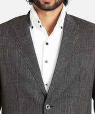 MNDAV37410 MICHEL KLEIN HOMME(ミッシェルクラン オム) ツイード調ノーカラージャケット ブラウン(87)