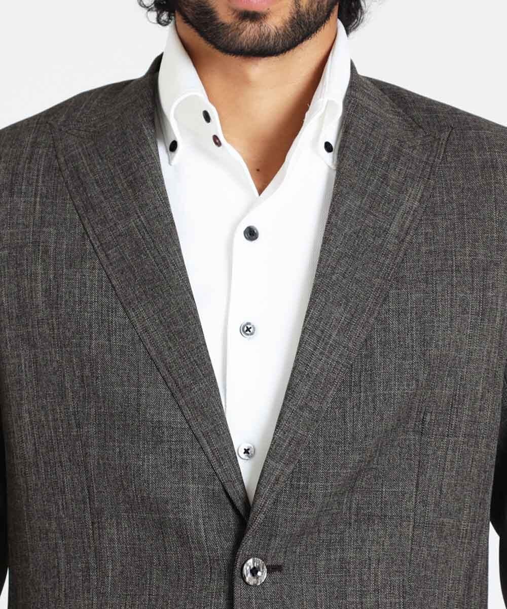 MNDAV37410 MICHEL KLEIN HOMME(ミッシェルクラン オム) ツイード調ノーカラージャケット ブラウン(87)